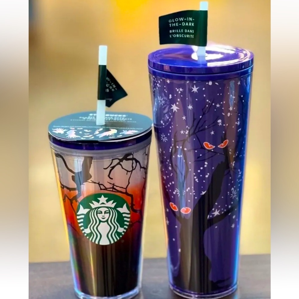 NEW Starbucks 2022 Halloween Fall Tumbler Glow in the Dark Venti & Grande Set